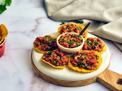 Colombia Patacones with Hogao